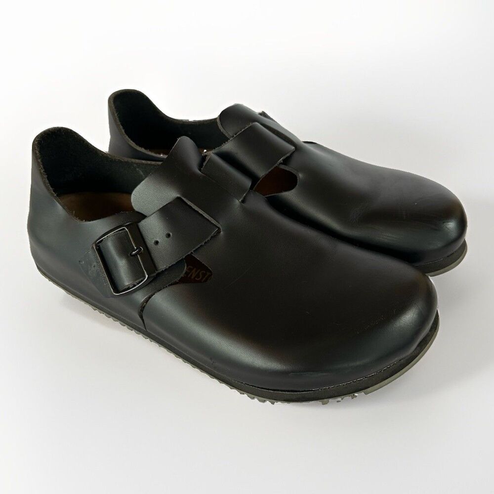 Birkenstock London Black Oiled Leather Clog Shoes Mens 8 / Womens 10 / EU 41